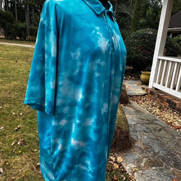 Crown & Ivy Blue Tie Dye Lightweight Polo Shirt Mens X Large Polyester Blend - Picture 7 of 10